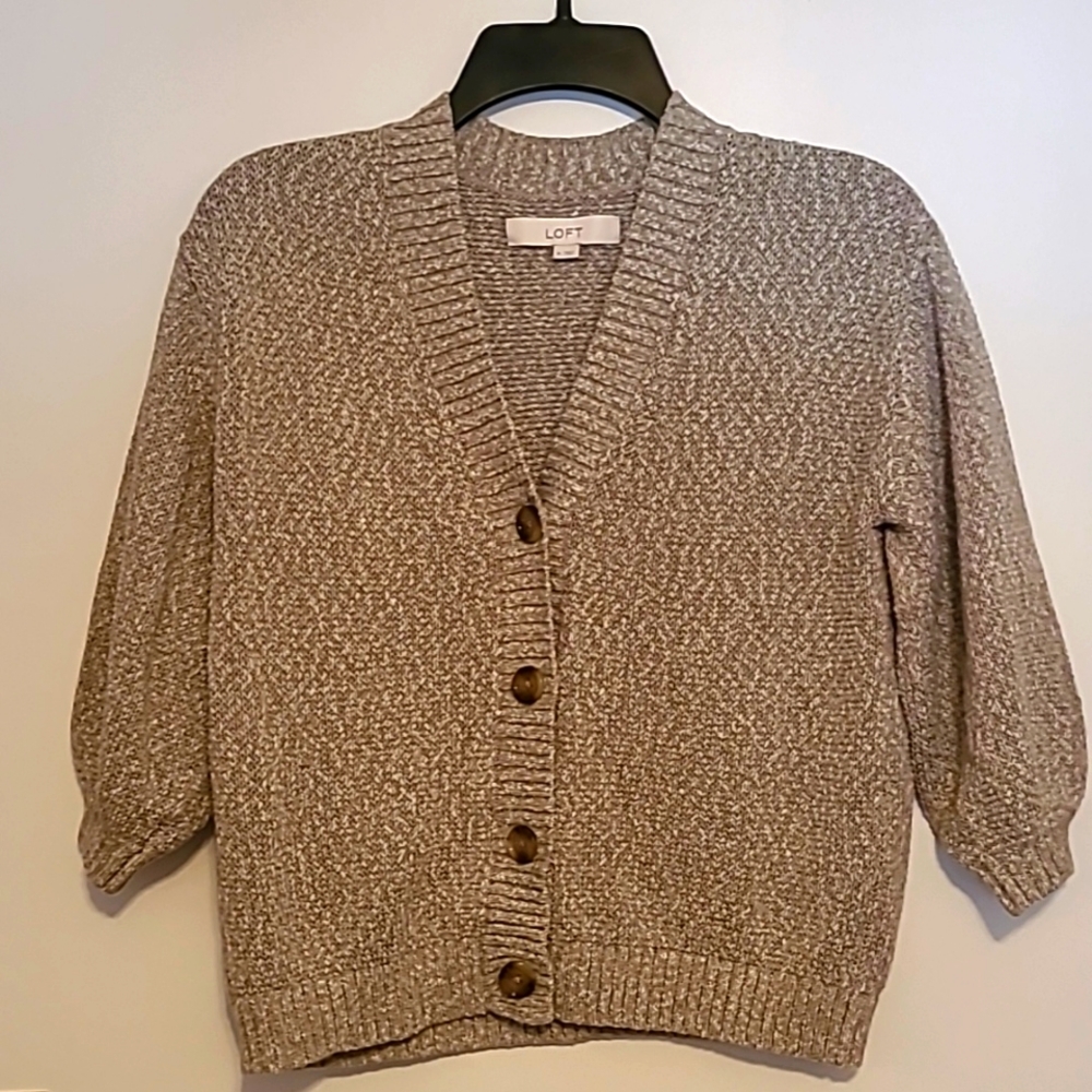 Loft green button up sweater  Sz M